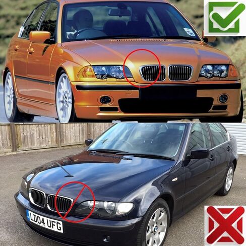 خط مزدوج غير لامع أسود للسيارة ABS المصد الأمامي شبكة الكلى لسيارات BMW E46 3 Series 1998 1999 2000 2001 تصفيف السيارة (أسود لامع) in Kuwait