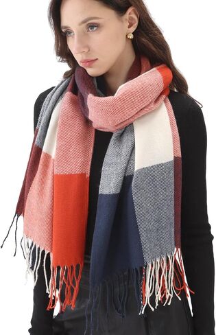 Women's Winter Scarves Chunky Oversized Fall Warm Scarf Big Tartan Scarves Wrap Shawl Ladies Gifts Long Plaid Blanket in Saudi Arabia