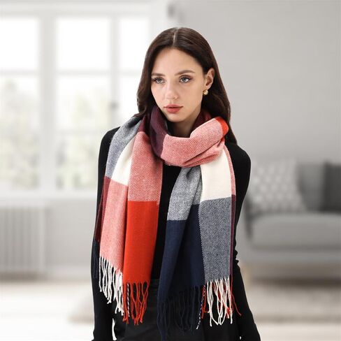 Women's Winter Scarves Chunky Oversized Fall Warm Scarf Big Tartan Scarves Wrap Shawl Ladies Gifts Long Plaid Blanket in Saudi Arabia