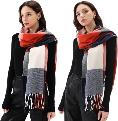 Women's Winter Scarves Chunky Oversized Fall Warm Scarf Big Tartan Scarves Wrap Shawl Ladies Gifts Long Plaid Blanket in Saudi Arabia