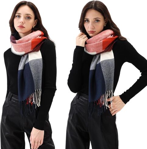 Women's Winter Scarves Chunky Oversized Fall Warm Scarf Big Tartan Scarves Wrap Shawl Ladies Gifts Long Plaid Blanket in Saudi Arabia