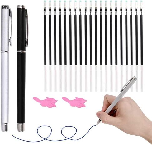 AALGO 30pcs Reusable Grooves Writing Practice Magic Pens,Disappearing Ink Pen for Kids With 3 Pencil Grips,Tracing Book Pen for Kindergarten in Kuwait