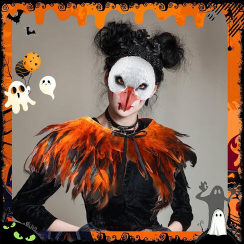 Newcotte 2 Pcs Eagle Costume Halloween Eagle Mask Wings Set Birds Animal Mask Feather Cape Wings Shawl Birds Cosplay Outfits for Men Women Teen Halloween Masquerade Carnival Fun Cosplay Party Props in Saudi Arabia