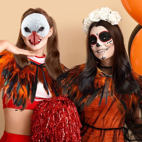 Newcotte 2 Pcs Eagle Costume Halloween Eagle Mask Wings Set Birds Animal Mask Feather Cape Wings Shawl Birds Cosplay Outfits for Men Women Teen Halloween Masquerade Carnival Fun Cosplay Party Props in Saudi Arabia
