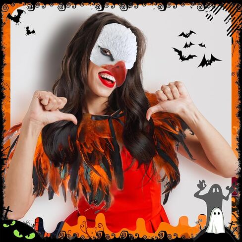 Newcotte 2 Pcs Eagle Costume Halloween Eagle Mask Wings Set Birds Animal Mask Feather Cape Wings Shawl Birds Cosplay Outfits for Men Women Teen Halloween Masquerade Carnival Fun Cosplay Party Props in Saudi Arabia