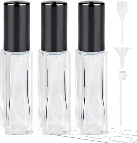 Perfume Refill Bottle, Mini Leak-proof Portable Perfume Travel Refillable Dispenser, 3pcs 10ml Empty Atomizer Sprayer, Pocket Glass Bottle with Funnel and Pipette for Cologne (Clear) in Kuwait