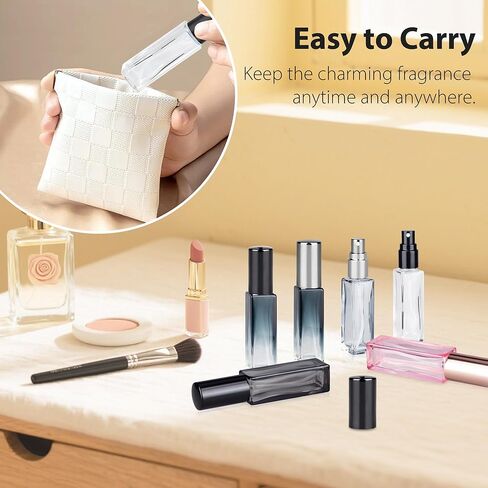 Perfume Refill Bottle, Mini Leak-proof Portable Perfume Travel Refillable Dispenser, 3pcs 10ml Empty Atomizer Sprayer, Pocket Glass Bottle with Funnel and Pipette for Cologne (Clear) in Kuwait