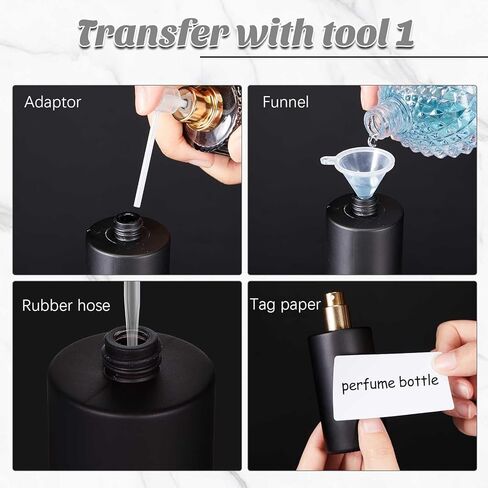 12 عبوة من زجاجات العطور الزجاجية ومجموعة أدوات إعادة التعبئة، 50 مل، زجاجات رذاذ عطر للسفر، أوعية رذاذ محمولة فارغة قابلة لإعادة الملء مع مجموعة نقل موزع (أسود) in Kuwait