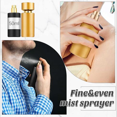 12 عبوة من زجاجات العطور الزجاجية ومجموعة أدوات إعادة التعبئة، 50 مل، زجاجات رذاذ عطر للسفر، أوعية رذاذ محمولة فارغة قابلة لإعادة الملء مع مجموعة نقل موزع (أسود) in Kuwait