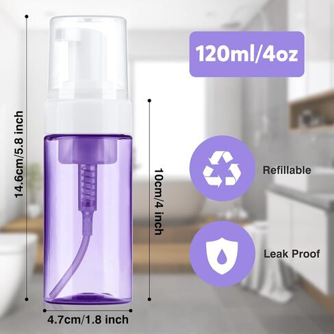 Foam Pump Bottle, 4oz Leak Proof Foaming Soap Dispenser Plastic Refillable Foam Bottles for Shampoo, Hand Soap, Body Wash, Face Wash in Saudi Arabia