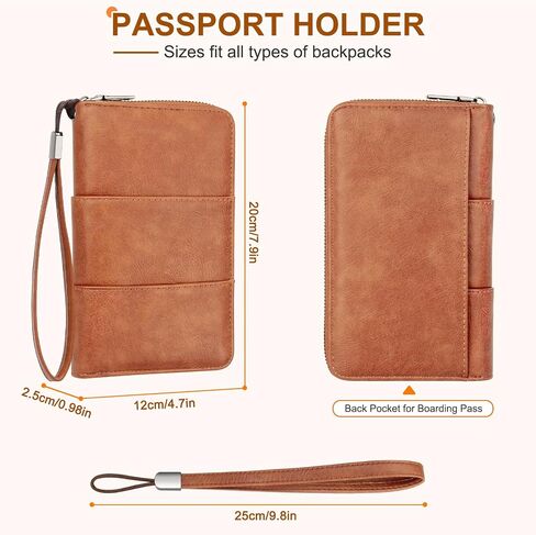 Family Passport Holder Wallet with Zipper, RFID Blocking Travel Document Organizer, PU Leather Passport Wallet for Women Men, Passport Cover Travel Wallet for Boarding Pass, ID, Money, Tickets in Saudi Arabia