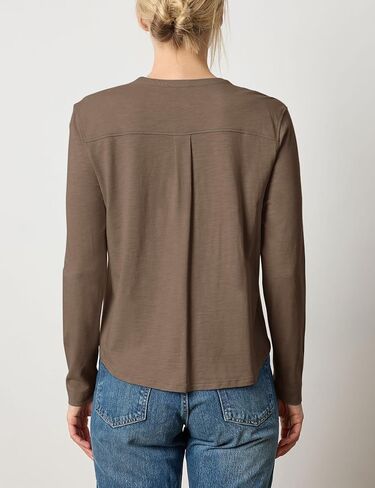 بلوزات نسائية من Sunborui بأكمام طويلة ورقبة دائرية وأزرار سفلية وقمصان علوية مع جيوب in Kuwait