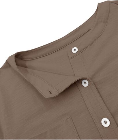 بلوزات نسائية من Sunborui بأكمام طويلة ورقبة دائرية وأزرار سفلية وقمصان علوية مع جيوب in Kuwait