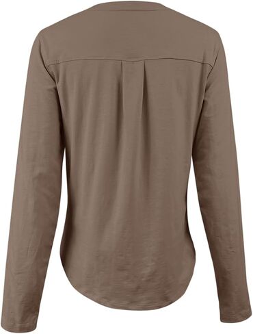 بلوزات نسائية من Sunborui بأكمام طويلة ورقبة دائرية وأزرار سفلية وقمصان علوية مع جيوب in Kuwait