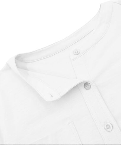 Sunborui Women's Long Sleeve Round Neck Blouses Button Down Placket Shirts Tops with Pockets in Kuwait