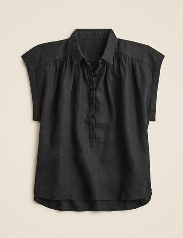 قمصان Zontroldy النسائية بأزرار سفلية كاجوال من القطن والكتان ورقبة على شكل حرف V قميص كاجوال بأكمام قصيرة وبلوزات علوية in Kuwait