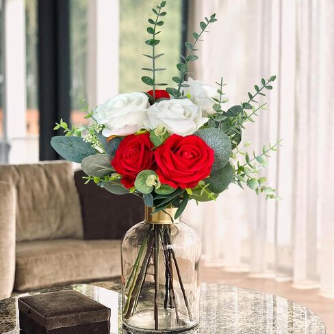 20pcs Faux Eucalyptus Stems Flowers Short Artificial Eucalyptus Greenery Stem Fake Eucuplutis Leaves Branches Decoration for Floral Arrangement Wedding Home Office Centerpieces Vase Décor in Saudi Arabia