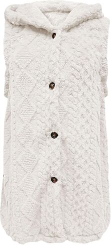 Fuzzy Fleece Vest for Women Sleeveless Hooded Jackets Button Down Long Sherpa Vest Fluffy Soft Comfy Warm Outerwear in Saudi Arabia