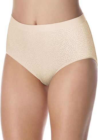Bali Women's Set of 6 Comfort Revolution Microfiber Seamless Brief 10/11, Light Beige Damask in Saudi Arabia