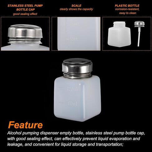 MECCANIXITY Solvent Alcohol Dispenser 250ml/8.5oz White Push Down Liquid Dispenser Pump for Acetone Cleanser Polish Remover Makeup 8Pcs in Kuwait