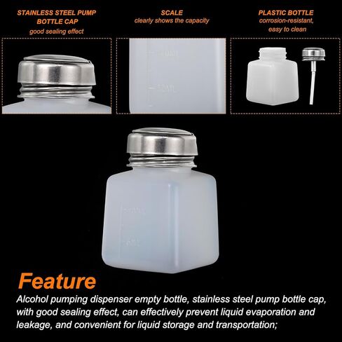 MECCANIXITY Solvent Alcohol Dispenser 250ml/8.5oz White Push Down Liquid Dispenser Pump for Acetone Cleanser Polish Remover Makeup 8Pcs in Kuwait