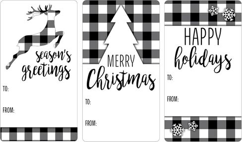 Black and Gold Christmas Gift Tags, Self-Adhesive Gift Wrap Tags, Reindeer Gift Tag Stickers, Snowflake Gift Tags - 75 Count in Saudi Arabia