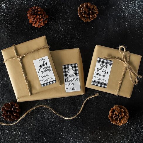 Black and Gold Christmas Gift Tags, Self-Adhesive Gift Wrap Tags, Reindeer Gift Tag Stickers, Snowflake Gift Tags - 75 Count in Saudi Arabia
