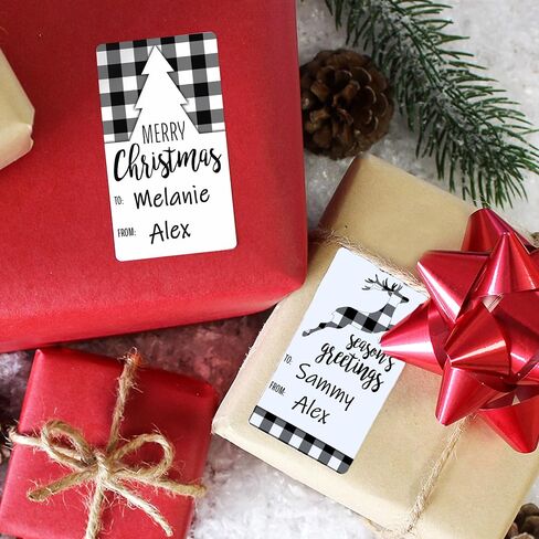 Black and Gold Christmas Gift Tags, Self-Adhesive Gift Wrap Tags, Reindeer Gift Tag Stickers, Snowflake Gift Tags - 75 Count in Saudi Arabia