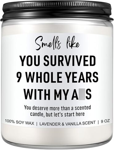 9 Year Anniversary Candle for Him, Her - 9th Anniversary, Gifts for Husband, Wife, Couple - Pottery or Willow Wedding Anniversary for Men, Women - 9 Years of Marriage Gifts in Saudi Arabia