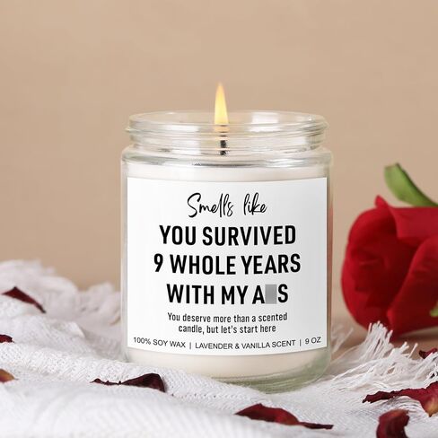 9 Year Anniversary Candle for Him, Her - 9th Anniversary, Gifts for Husband, Wife, Couple - Pottery or Willow Wedding Anniversary for Men, Women - 9 Years of Marriage Gifts in Saudi Arabia