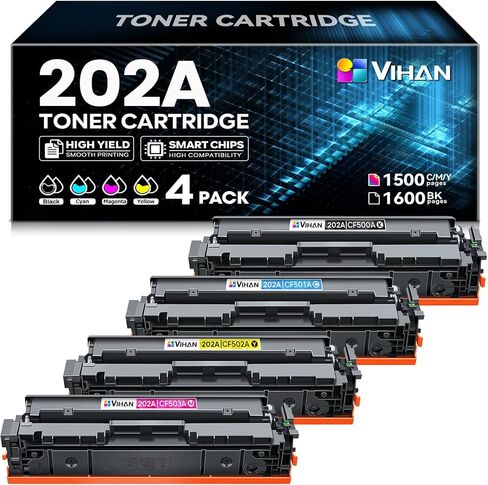 خراطيش حبر 202X عالية الإنتاجية مكونة من 4 عبوات بديلة لخراطيش حبر HP 202X CF500X المتوافقة مع حبر الطابعة MFP M281fdw M281cdw M281fdn M254dw M254dn (أسود سماوي أصفر أرجواني) in Saudi Arabia