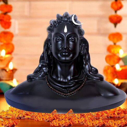Adiyogi Shiva Statue for Car Dash Board, Pooja & Gift, Mahadev Murti, Idol, Lord Adiyogi Shankara for Home & Office Decor (ADIYOGI JI in Black) (Adiyogi), Resin in Saudi Arabia