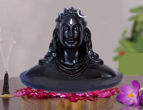 Adiyogi Shiva Statue for Car Dash Board, Pooja & Gift, Mahadev Murti, Idol, Lord Adiyogi Shankara for Home & Office Decor (ADIYOGI JI in Black) (Adiyogi), Resin in Saudi Arabia