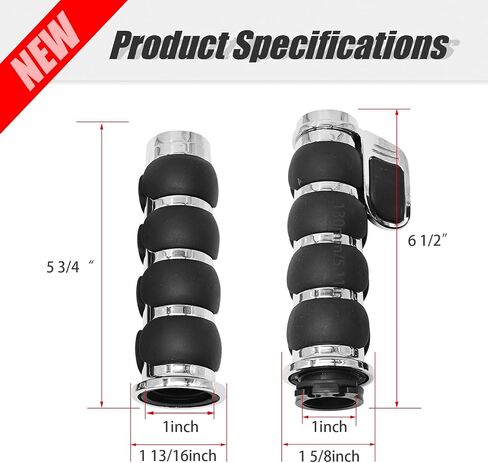 Pair of Motorcycle Hand Grips, 1" Universal Non-Slip Handlebar Grips with Throttle Assist Chrome Black Aluminum Rubber, Replacement for Most Motorcycles in Saudi Arabia