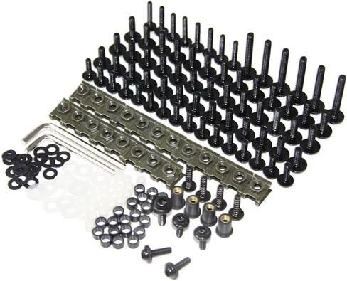 WYNMOTO US Stock مناسب لـ Yamaha R1 YZF1000 R1 2002 2003 2004 2005 2006 مجموعة كاملة من أدوات تثبيت الألومنيوم للدراجات النارية ومسامير الجسم ومشابك الأجهزة (أسود) in Kuwait