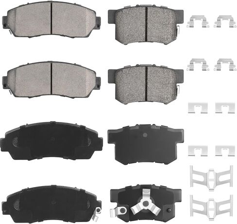 Front Ceramic Rear Semi-metallic Disc Brake Pads Set for Honda Accord 2013 2014 2015 2016 2017 8PCS(With Hardware) in Saudi Arabia