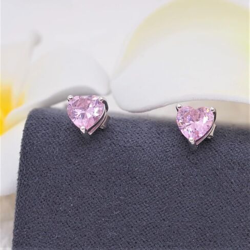 925 Sterling Silver Birthstone Heart Stud Earrings for Women, Gemstone Earring with 12 Colours Anniversary Birthday Jewellery Gift in Saudi Arabia