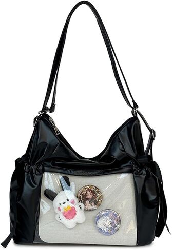 Ribbon Bow Ita Bag Pin Display Tote Handbag JK Cute Kawaii PU Y2K Gothic Backpack Shoulder Bag Large Capacity in Saudi Arabia
