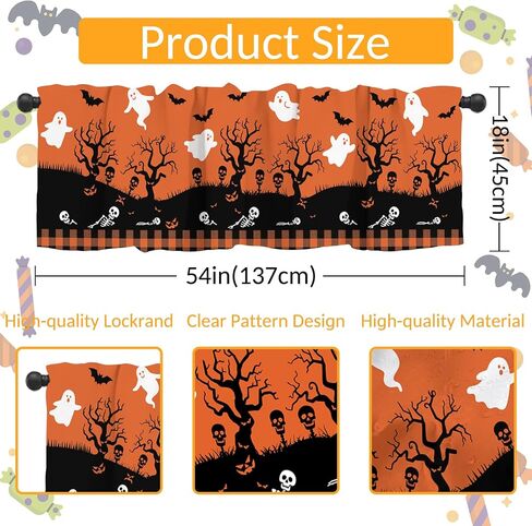 Gelasgo Christmas Valance Curtain for Kitchen Windows, 54x18 Inch Xmas Tree Holiday Design, Rod Pocket Window Treatment for Xmas Decor, Living Room, Cafe in Saudi Arabia