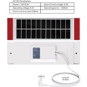 1pcs Solar Panel 1.3W5.5V, Suitable for Electric Blinds Smart Blinds, USB-C Plug Mobile Solar Power Generation, Installed on Window Solar Power Panel in Kuwait