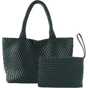 SporGenius Woven Tote Bag for Women, Vegan Leather Handwoven Bags with Small Purse, Large Braided Top Handle Handbags in Saudi Arabia