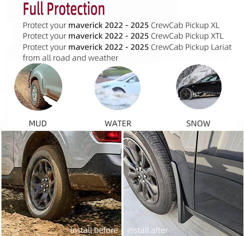 مجموعة اللوحات الطينية لفورد مافريك 2025 2024 2023 2022 ملحقات الطين سبلاش الحرس الطين رفرف الأمامي والخلفي 4 قطعة in Kuwait