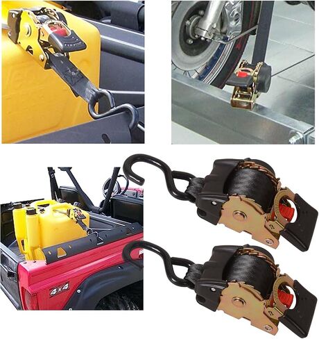 MOTO4U 2PCS Bolt-On Retractable Ratchet Straps Heavy Duty Transom Tie Down for Boat ATV Trailers (2" x 9') With Extension & Bolt Set - 3000LBS/1360KG in Saudi Arabia