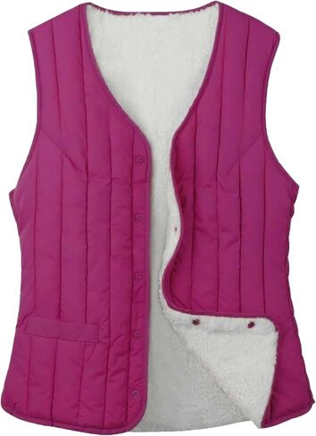 Cropped Sherpa Quilted Vest for Womens Lightweight Slim Fit Puffer Warm Outerwear Waistcoat Vest with Pockets in Kuwait