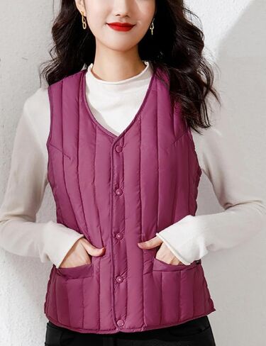 Cropped Sherpa Quilted Vest for Womens Lightweight Slim Fit Puffer Warm Outerwear Waistcoat Vest with Pockets in Kuwait