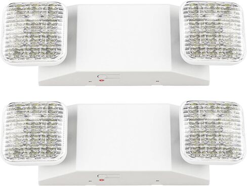 4 مصابيح طوارئ LED مع بطارية احتياطية، إضاءة مربعة للطوارئ LED قابلة للتعديل برأسين، ضوء طوارئ تجاري، 120-277 فولت تيار متردد، تركيبات إضاءة خروج طوارئ سلكية للأعمال in Kuwait