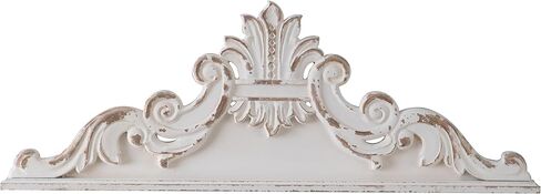 SOFE 39 inch Floral Carved Wall Sculptures French Country Wall Decor, Gorgeous Shabby Chic White Wood Wall Art, Arabesque Over The Door Decor for Farmhouse Living Room Bedroom Entryway Kitchen in Saudi Arabia