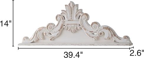 SOFE 39 inch Floral Carved Wall Sculptures French Country Wall Decor, Gorgeous Shabby Chic White Wood Wall Art, Arabesque Over The Door Decor for Farmhouse Living Room Bedroom Entryway Kitchen in Saudi Arabia