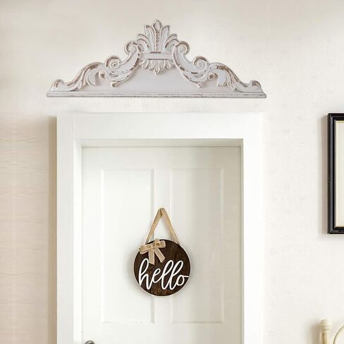 SOFE 39 inch Floral Carved Wall Sculptures French Country Wall Decor, Gorgeous Shabby Chic White Wood Wall Art, Arabesque Over The Door Decor for Farmhouse Living Room Bedroom Entryway Kitchen in Saudi Arabia
