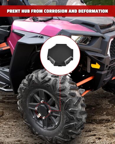 أغطية مركزية لـ Polaris RZR XP، UTV متينة PP أغطية محور العجلة السوداء أغطية إطارات الغبار لملحقات Polaris RZR 900 XP 4 1000 Turbo 2014-2019 (4 قطع، استبدال #1522216-655) in Saudi Arabia